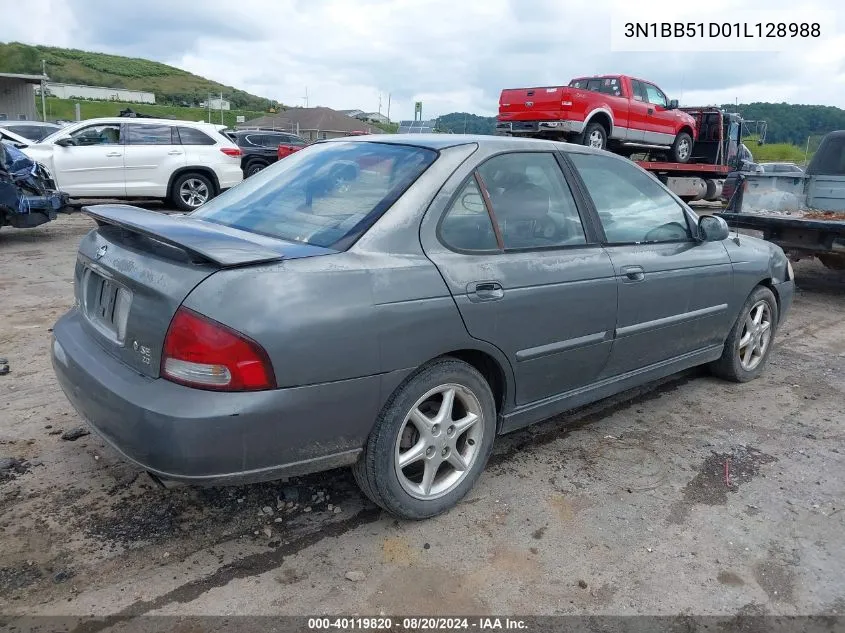 2001 Nissan Sentra Se VIN: 3N1BB51D01L128988 Lot: 40119820