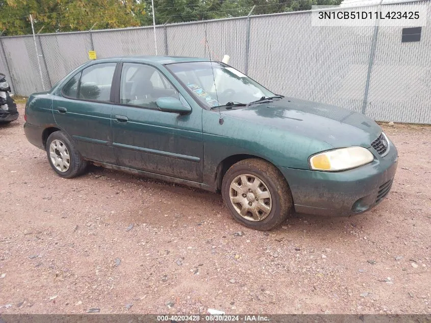 2001 Nissan Sentra Gxe VIN: 3N1CB51D11L423425 Lot: 40203428