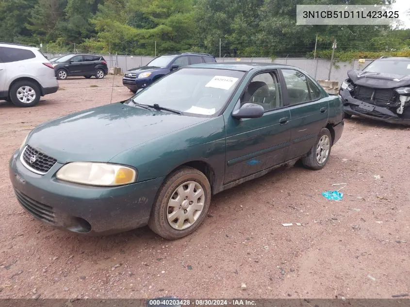 2001 Nissan Sentra Gxe VIN: 3N1CB51D11L423425 Lot: 40203428