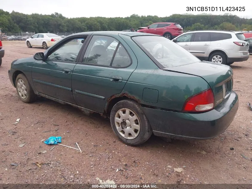 2001 Nissan Sentra Gxe VIN: 3N1CB51D11L423425 Lot: 40203428