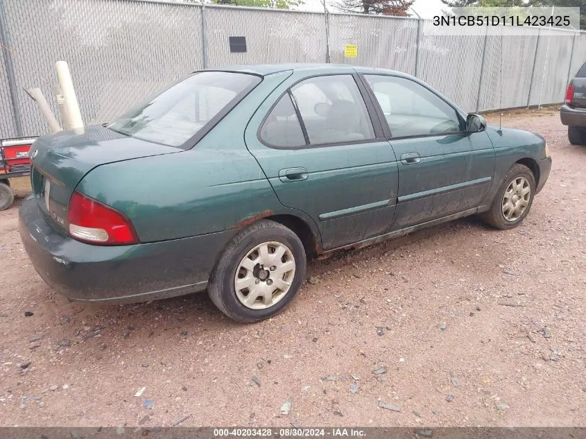 2001 Nissan Sentra Gxe VIN: 3N1CB51D11L423425 Lot: 40203428