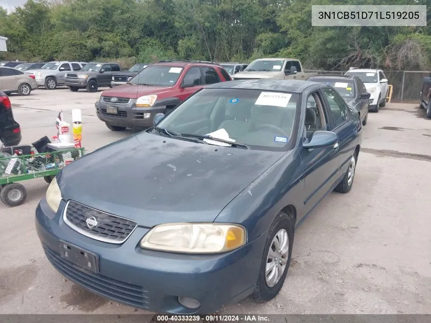 2001 Nissan Sentra Gxe VIN: 3N1CB51D71L519205 Lot: 40333239