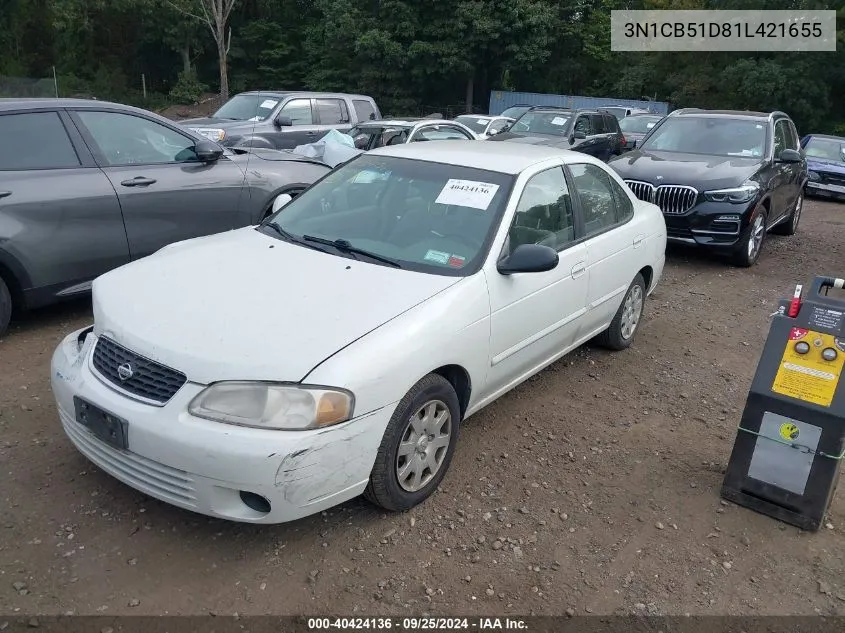 3N1CB51D81L421655 2001 Nissan Sentra Gxe