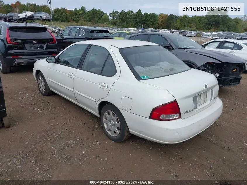 3N1CB51D81L421655 2001 Nissan Sentra Gxe