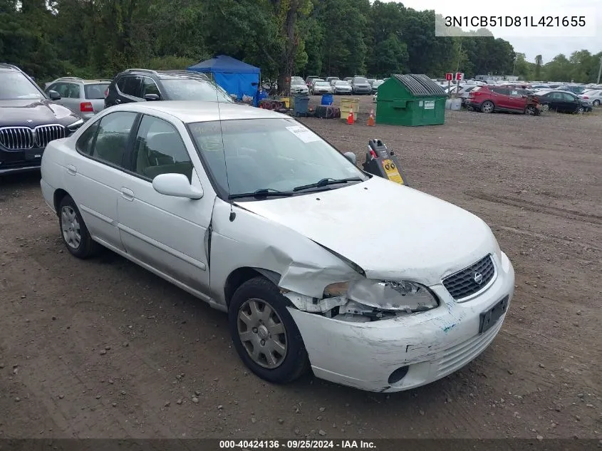 3N1CB51D81L421655 2001 Nissan Sentra Gxe