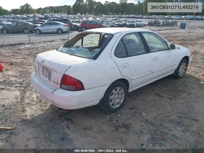 2001 Nissan Sentra Gxe VIN: 3N1CB51D71L493219 Lot: 40497654