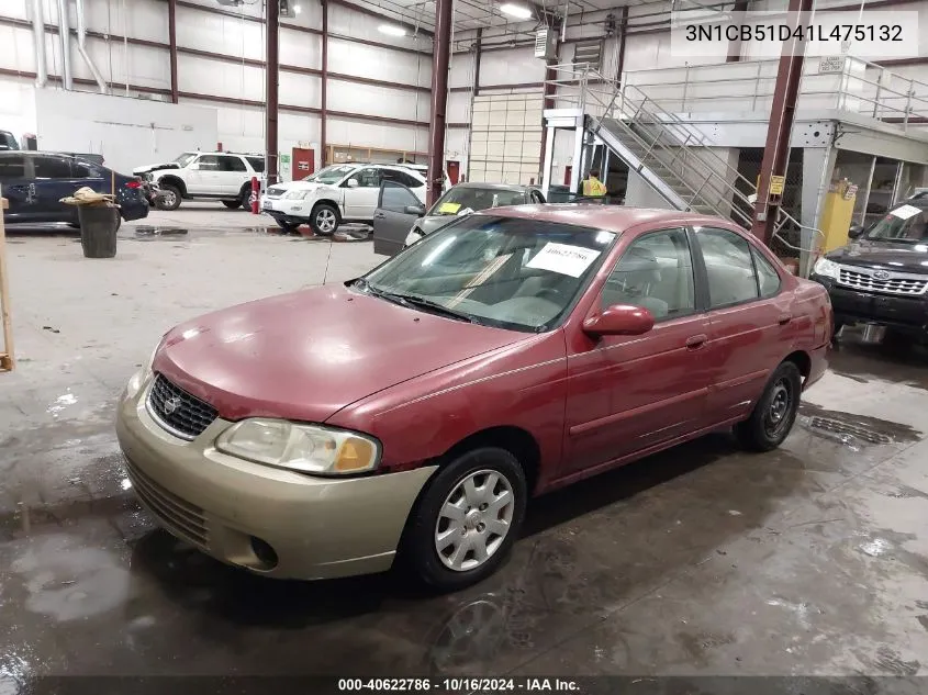 2001 Nissan Sentra Gxe VIN: 3N1CB51D41L475132 Lot: 40622786