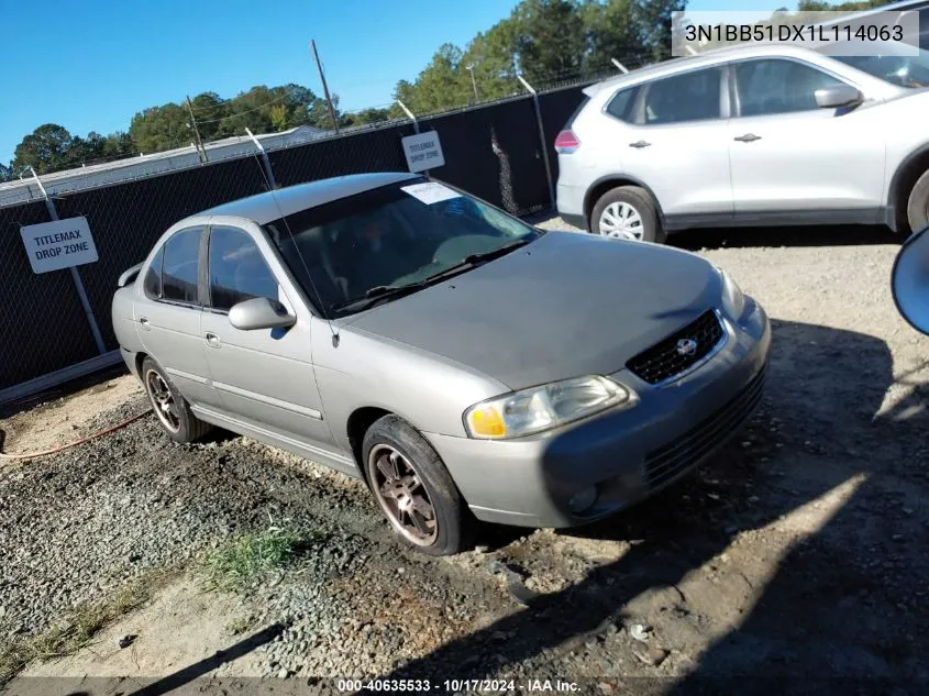 2001 Nissan Sentra Se VIN: 3N1BB51DX1L114063 Lot: 40635533