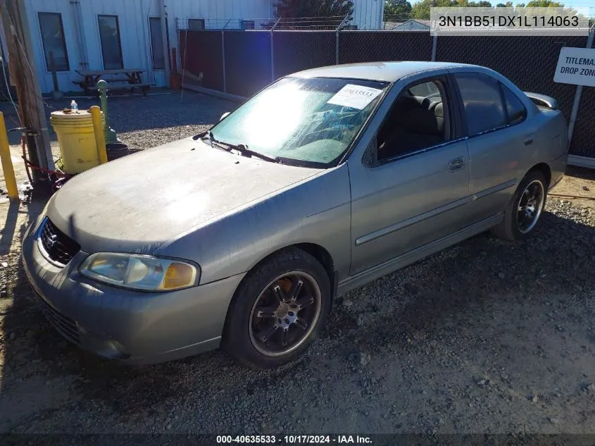 2001 Nissan Sentra Se VIN: 3N1BB51DX1L114063 Lot: 40635533