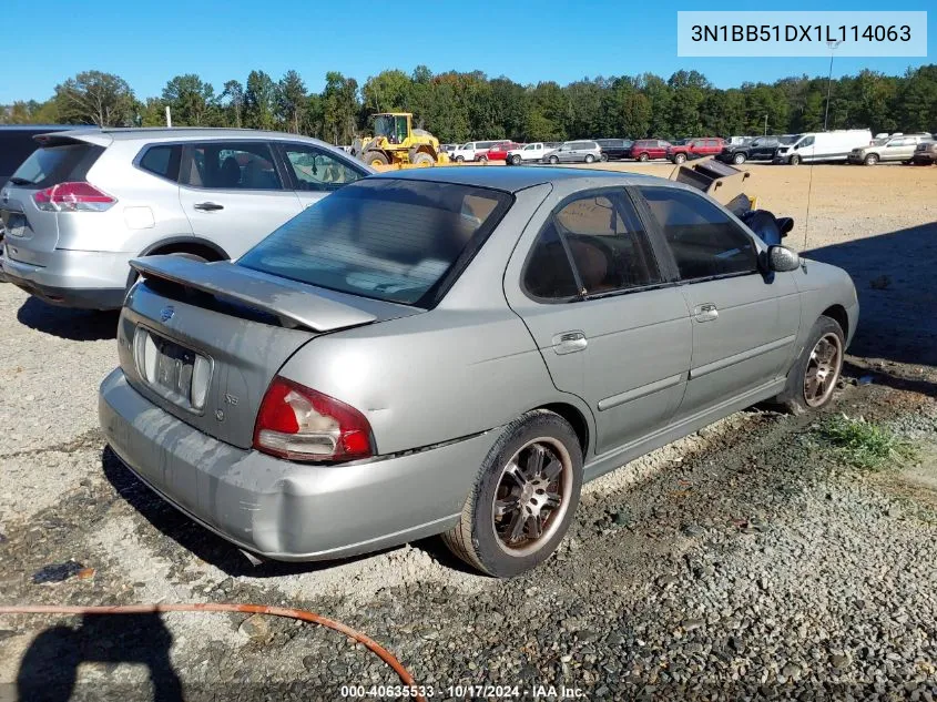 2001 Nissan Sentra Se VIN: 3N1BB51DX1L114063 Lot: 40635533