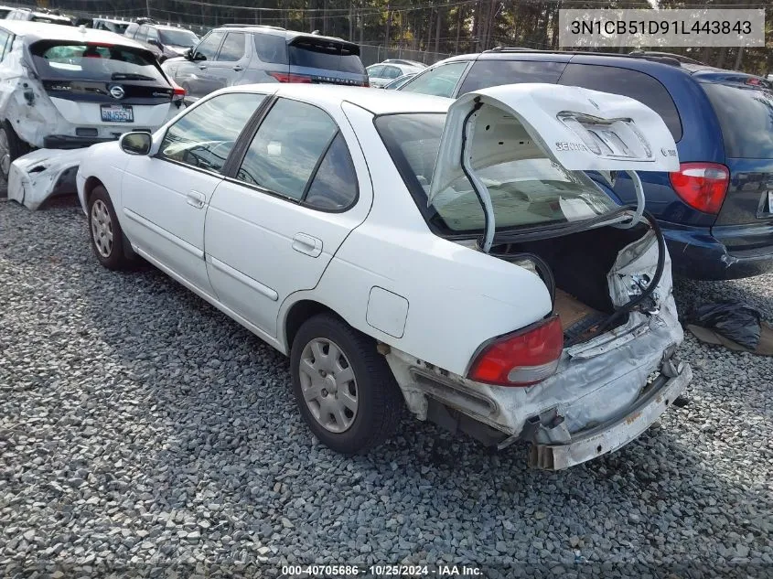 2001 Nissan Sentra Gxe VIN: 3N1CB51D91L443843 Lot: 40705686