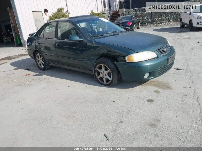 2001 Nissan Sentra Se VIN: 3N1BB51DX1L110711 Lot: 40765001