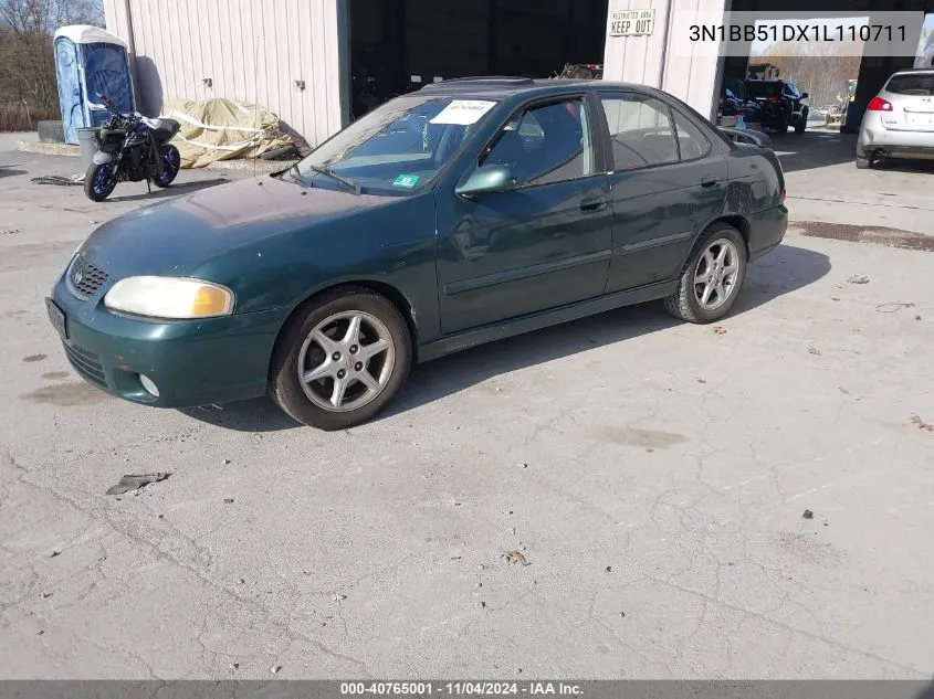 2001 Nissan Sentra Se VIN: 3N1BB51DX1L110711 Lot: 40765001