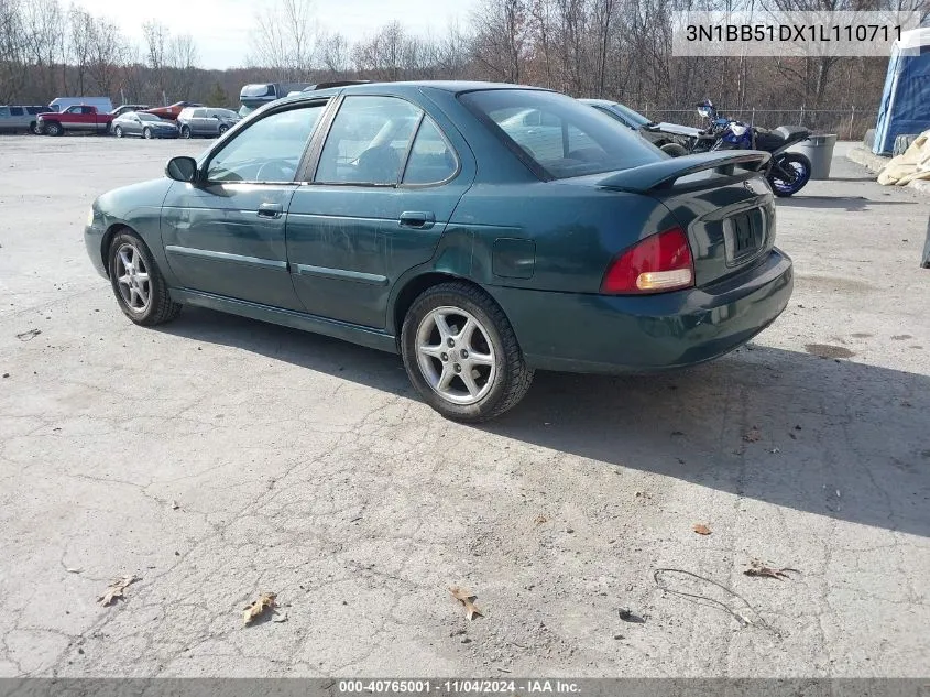 2001 Nissan Sentra Se VIN: 3N1BB51DX1L110711 Lot: 40765001