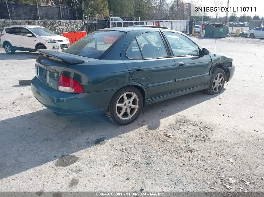 2001 Nissan Sentra Se VIN: 3N1BB51DX1L110711 Lot: 40765001