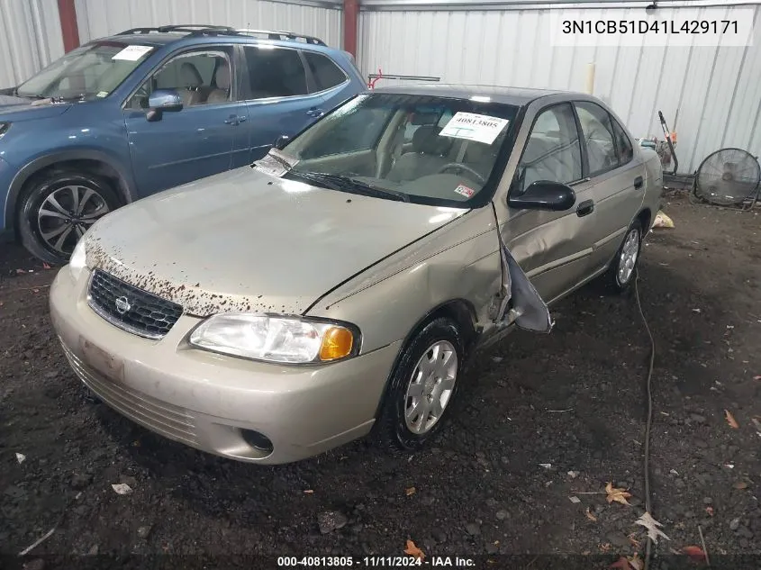 2001 Nissan Sentra Xe/Gxe VIN: 3N1CB51D41L429171 Lot: 40813805