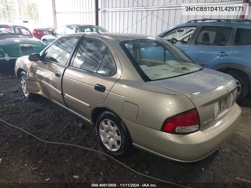 2001 Nissan Sentra Xe/Gxe VIN: 3N1CB51D41L429171 Lot: 40813805