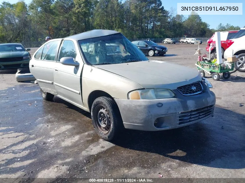 2001 Nissan Sentra Xe/Gxe VIN: 3N1CB51D91L467950 Lot: 40819228