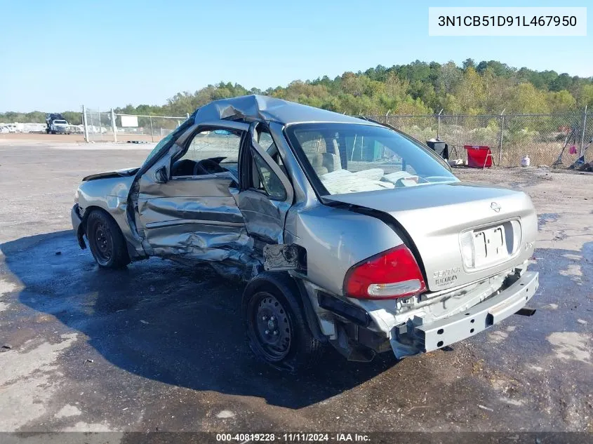 2001 Nissan Sentra Xe/Gxe VIN: 3N1CB51D91L467950 Lot: 40819228