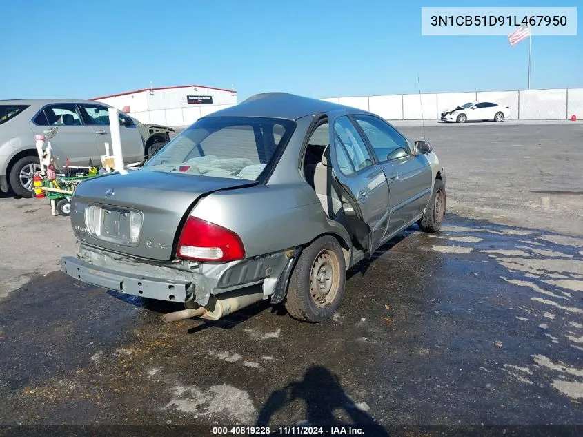 2001 Nissan Sentra Xe/Gxe VIN: 3N1CB51D91L467950 Lot: 40819228