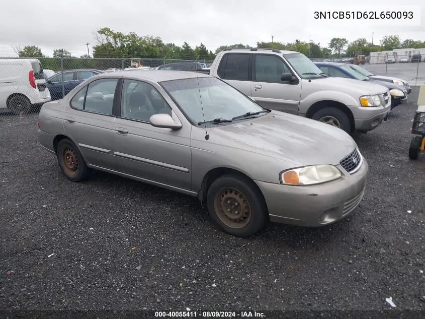 2002 Nissan Sentra Gxe VIN: 3N1CB51D62L650093 Lot: 40055411