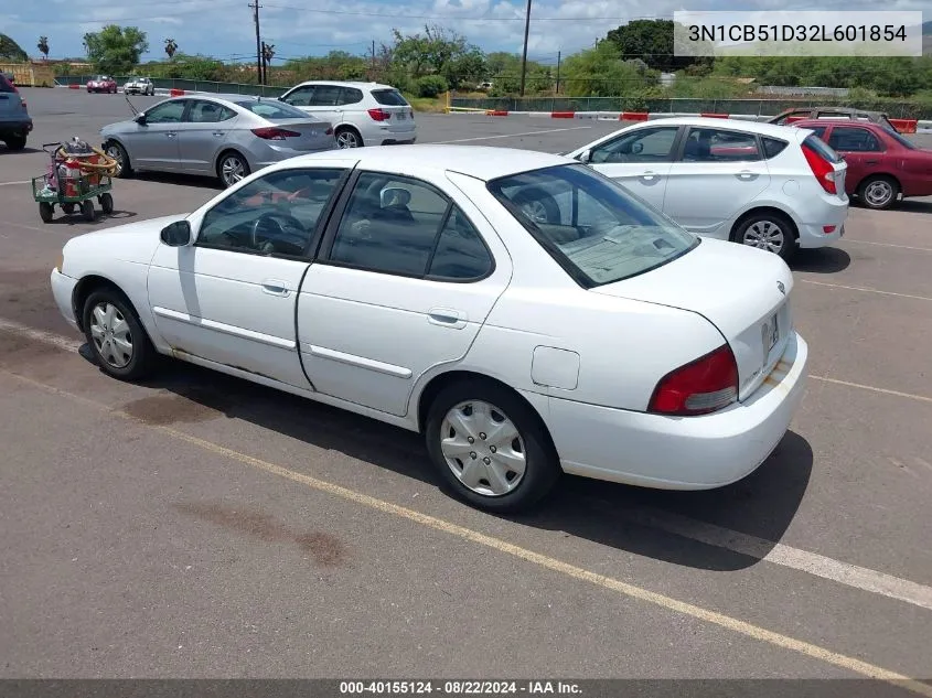 2002 Nissan Sentra Xe VIN: 3N1CB51D32L601854 Lot: 40155124