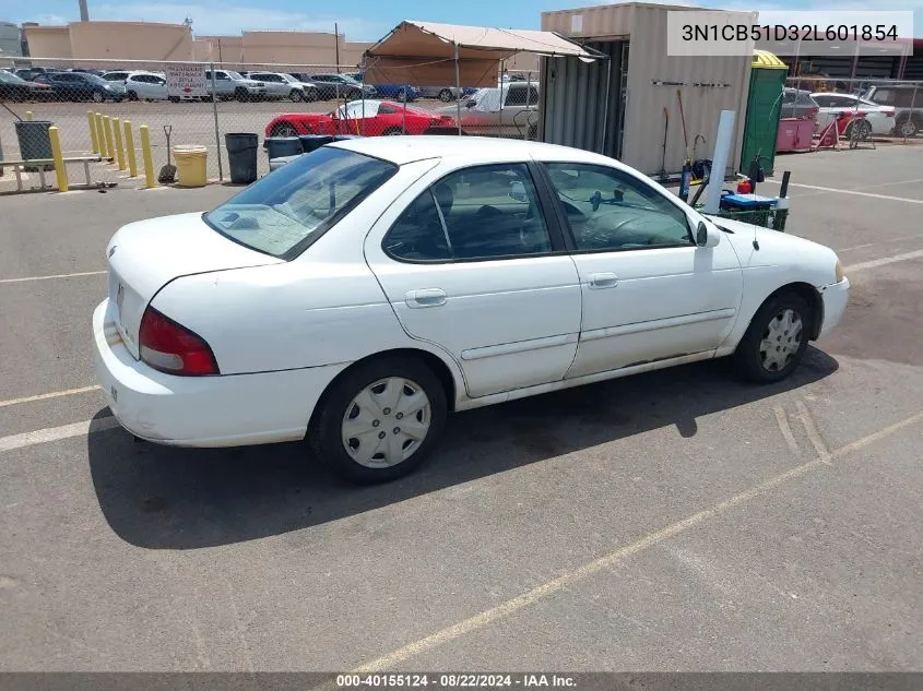 2002 Nissan Sentra Xe VIN: 3N1CB51D32L601854 Lot: 40155124