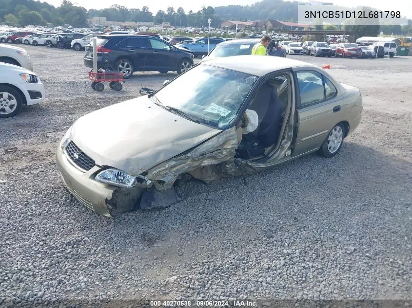 2002 Nissan Sentra Xe VIN: 3N1CB51D12L681798 Lot: 40270538