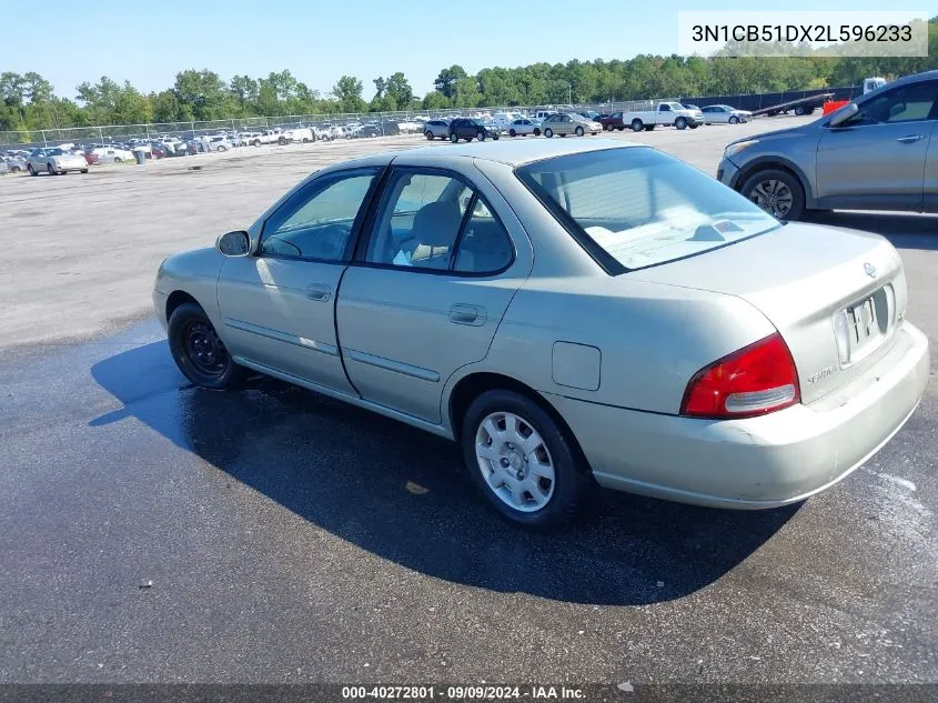 2002 Nissan Sentra Gxe VIN: 3N1CB51DX2L596233 Lot: 40272801