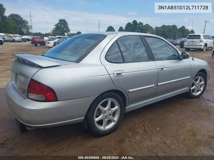 2002 Nissan Sentra Se-R VIN: 3N1AB51D12L711728 Lot: 40385605