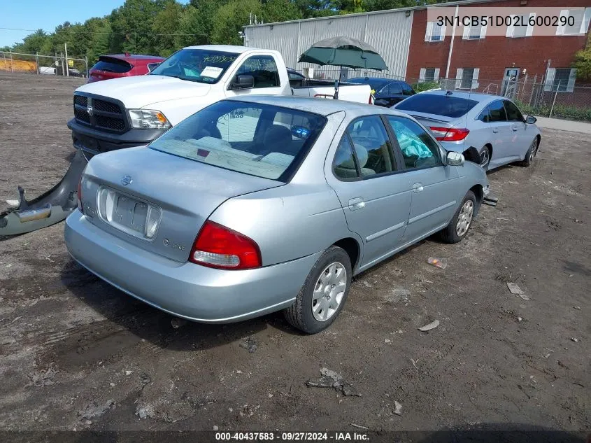 2002 Nissan Sentra Gxe VIN: 3N1CB51D02L600290 Lot: 40437583