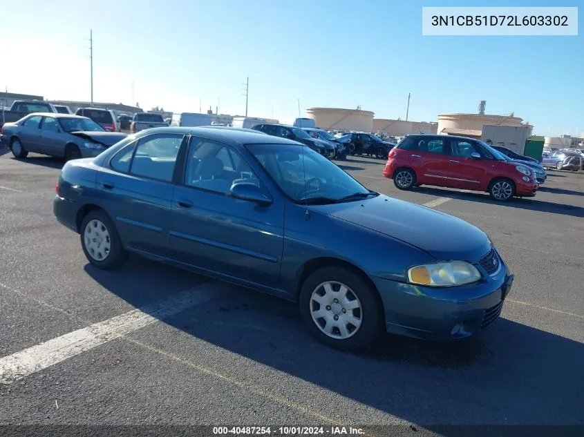 2002 Nissan Sentra Gxe VIN: 3N1CB51D72L603302 Lot: 40487254