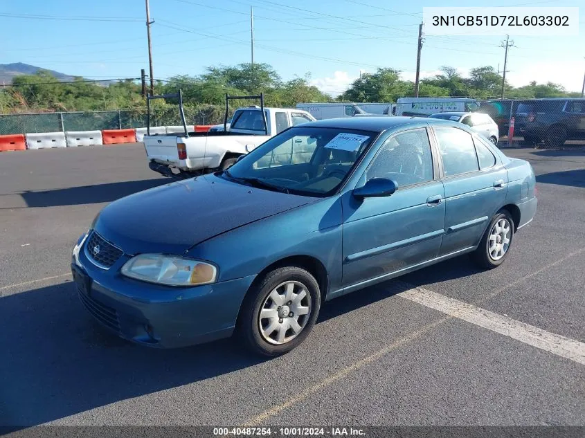 2002 Nissan Sentra Gxe VIN: 3N1CB51D72L603302 Lot: 40487254