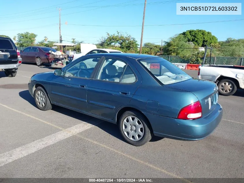 2002 Nissan Sentra Gxe VIN: 3N1CB51D72L603302 Lot: 40487254