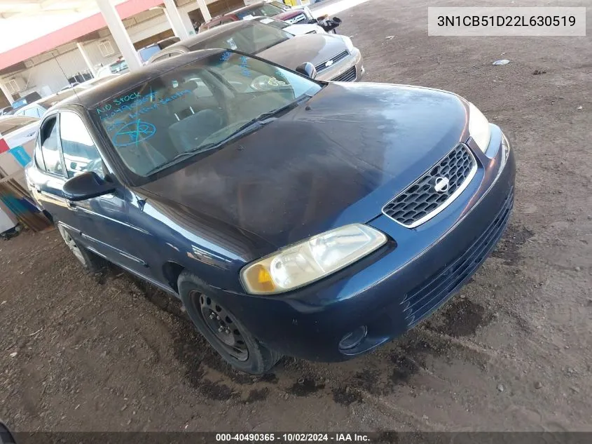 2002 Nissan Sentra Gxe VIN: 3N1CB51D22L630519 Lot: 40490365