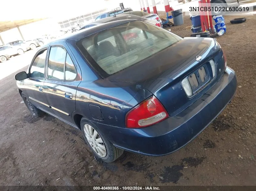 2002 Nissan Sentra Gxe VIN: 3N1CB51D22L630519 Lot: 40490365