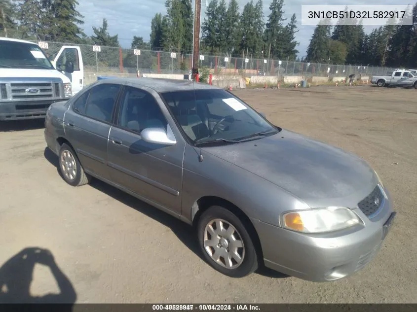 2002 Nissan Sentra Gxe VIN: 3N1CB51D32L582917 Lot: 40528947