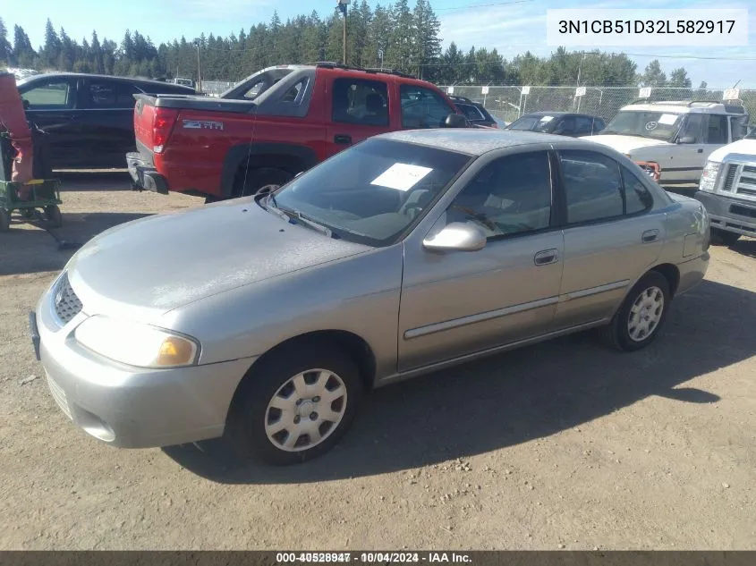 2002 Nissan Sentra Gxe VIN: 3N1CB51D32L582917 Lot: 40528947