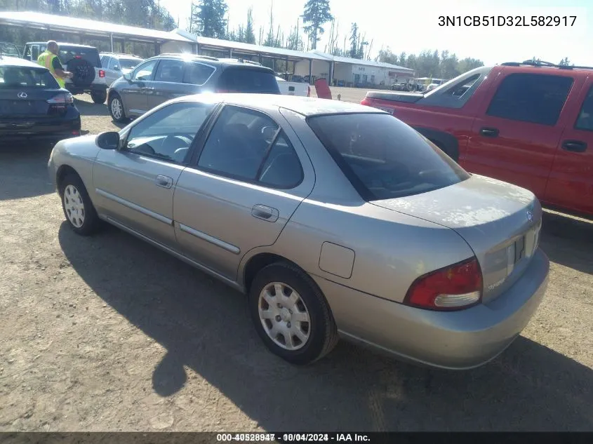 2002 Nissan Sentra Gxe VIN: 3N1CB51D32L582917 Lot: 40528947