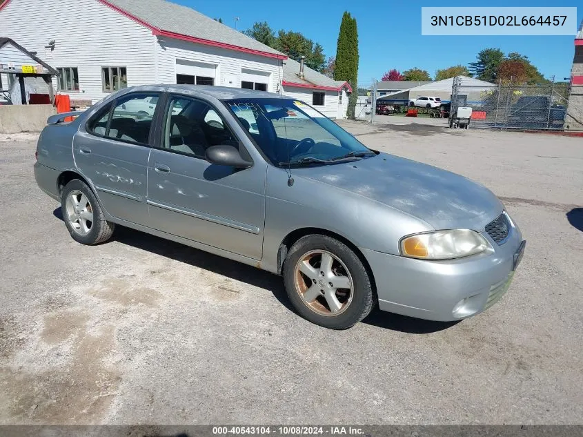 2002 Nissan Sentra Gxe VIN: 3N1CB51D02L664457 Lot: 40543104