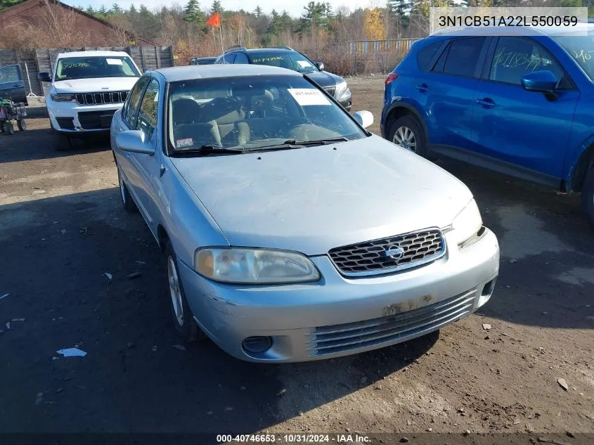 2002 Nissan Sentra Gxe VIN: 3N1CB51A22L550059 Lot: 40746653