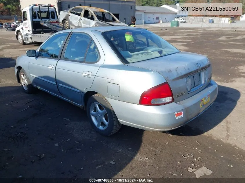 2002 Nissan Sentra Gxe VIN: 3N1CB51A22L550059 Lot: 40746653