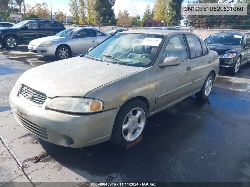 2002 Nissan Sentra Gxe VIN: 3N1CB51D62L631060 Lot: 40843916