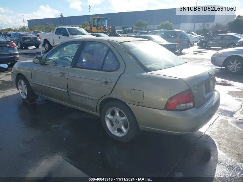 2002 Nissan Sentra Gxe VIN: 3N1CB51D62L631060 Lot: 40843916