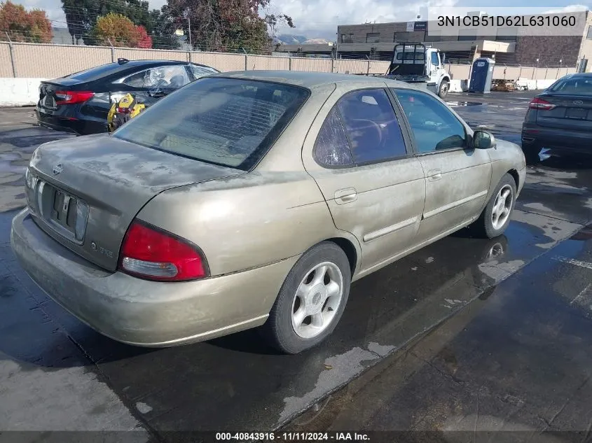 2002 Nissan Sentra Gxe VIN: 3N1CB51D62L631060 Lot: 40843916