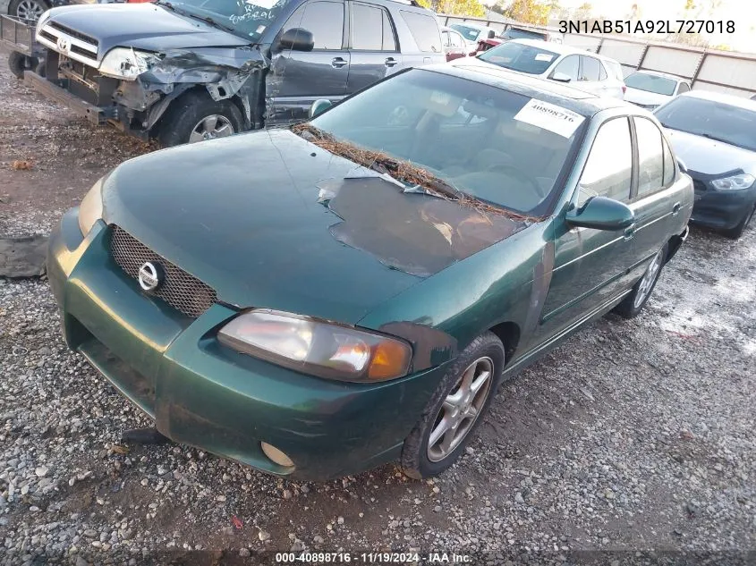 2002 Nissan Sentra Se-R VIN: 3N1AB51A92L727018 Lot: 40898716