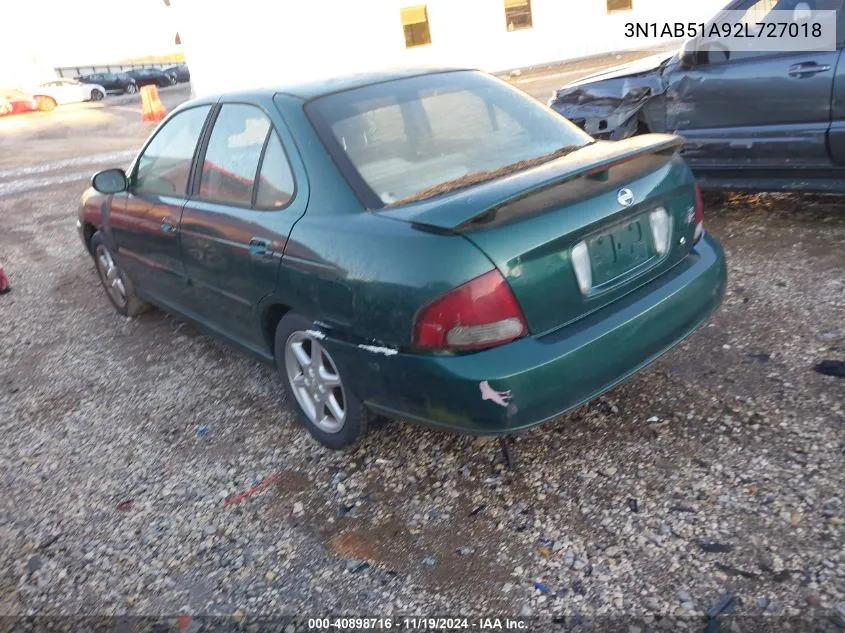 2002 Nissan Sentra Se-R VIN: 3N1AB51A92L727018 Lot: 40898716