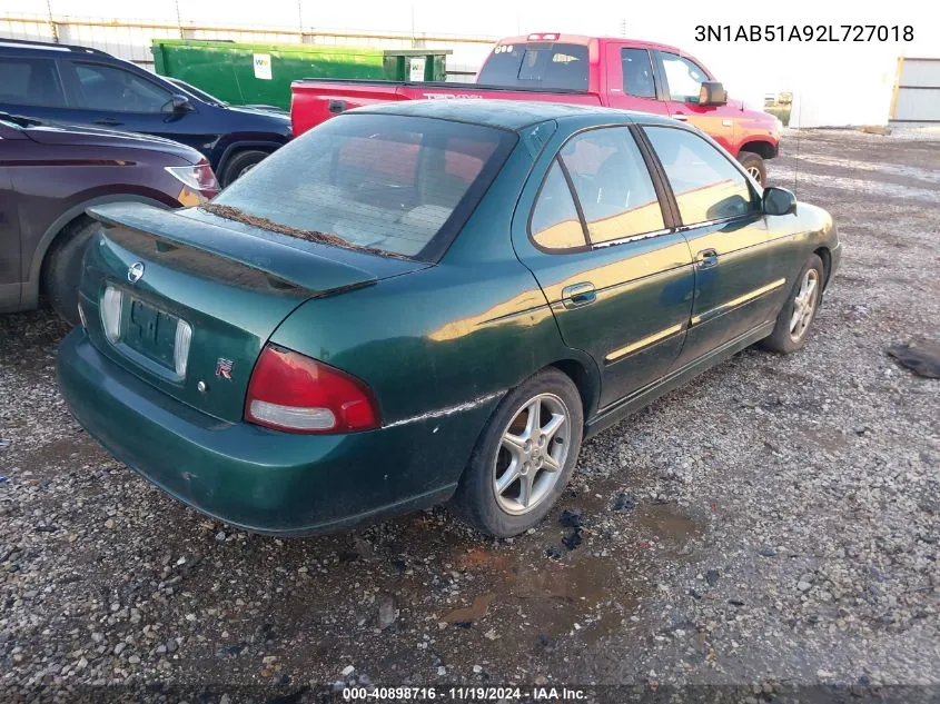 2002 Nissan Sentra Se-R VIN: 3N1AB51A92L727018 Lot: 40898716