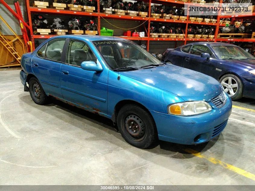 2003 Nissan Sentra Xe/Gxe VIN: 3N1CB51D73L792373 Lot: 30046595