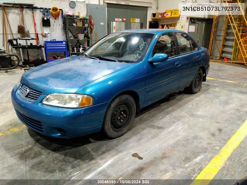 2003 Nissan Sentra Xe/Gxe VIN: 3N1CB51D73L792373 Lot: 30046595